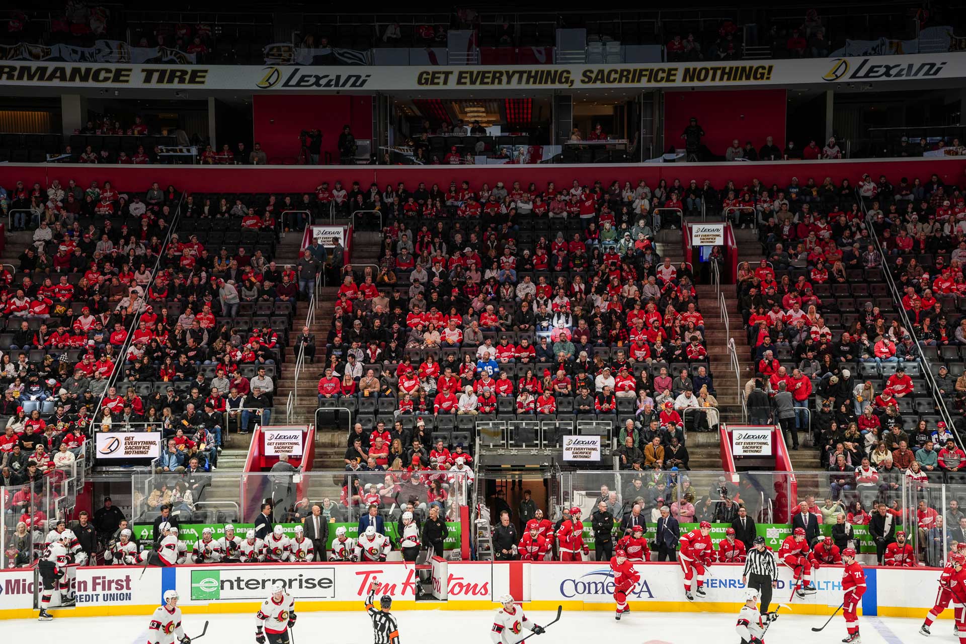 lexani ad banners at detroit red wings arena