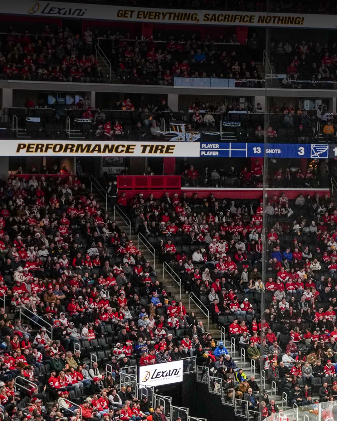 lexani ad banners at detroit red wings arena